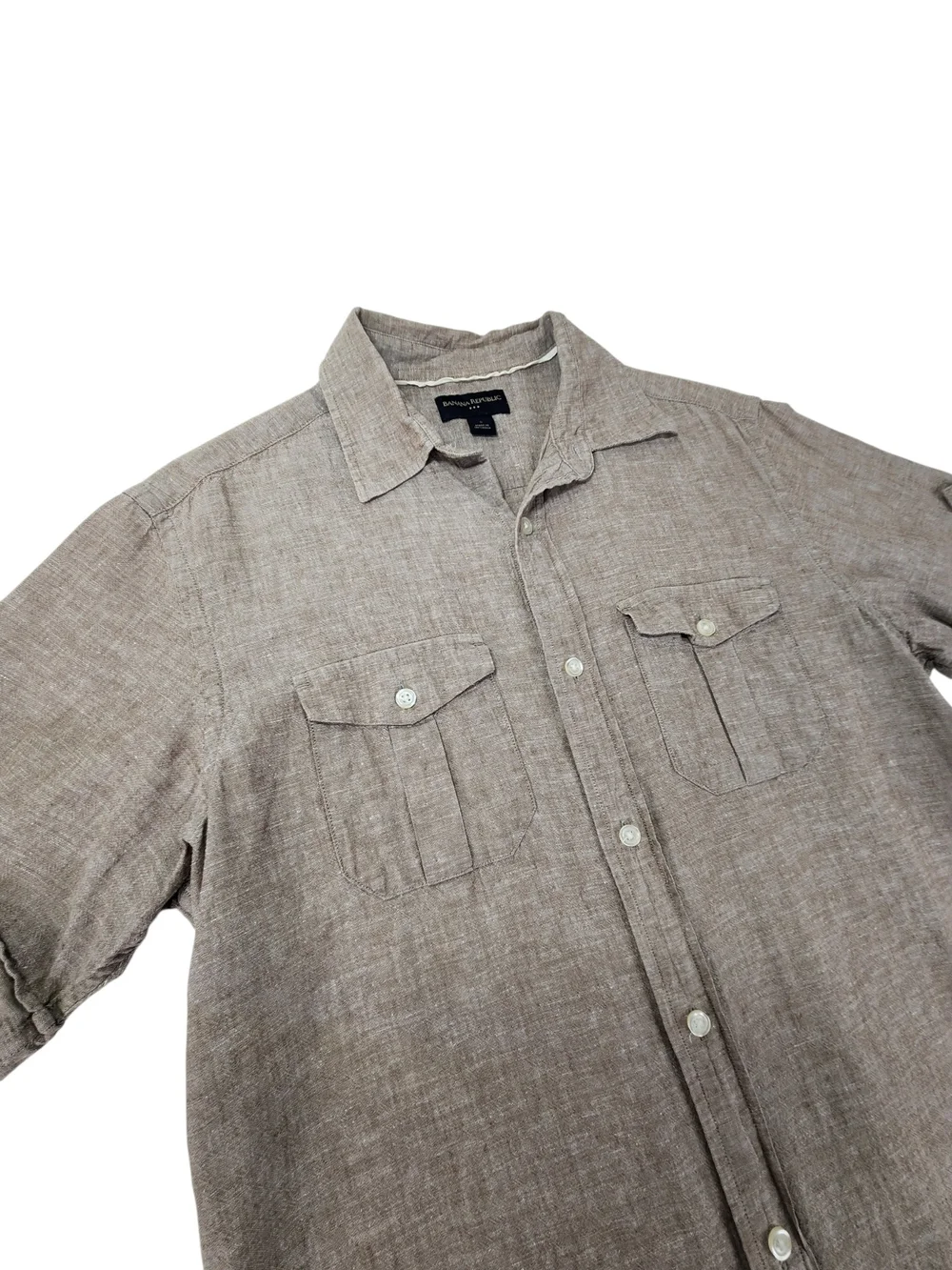 Banana Republic Men's Linen Cotton Button Up Shirt Small Safari Utility Pockets